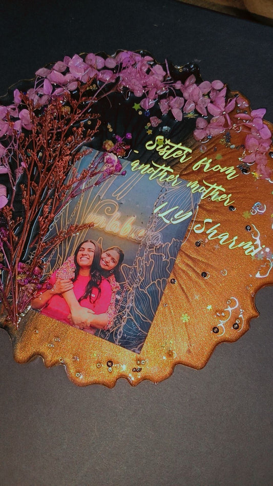 8' INCH FLORAL CRYSTAL RESIN FRAME WITH CUSTOM QUOTE