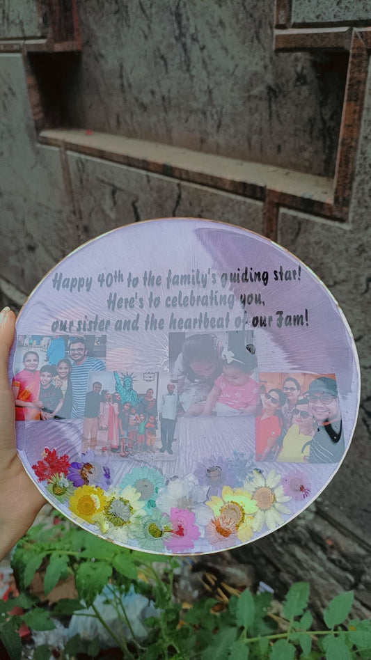 8' INCH COLLAGE RESIN FRAME WITH PRESERVED FLOWERS