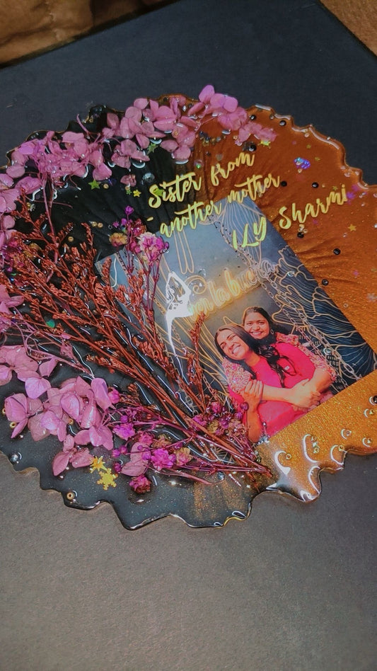 8' INCH FLORAL CRYSTAL RESIN FRAME WITH CUSTOM QUOTE