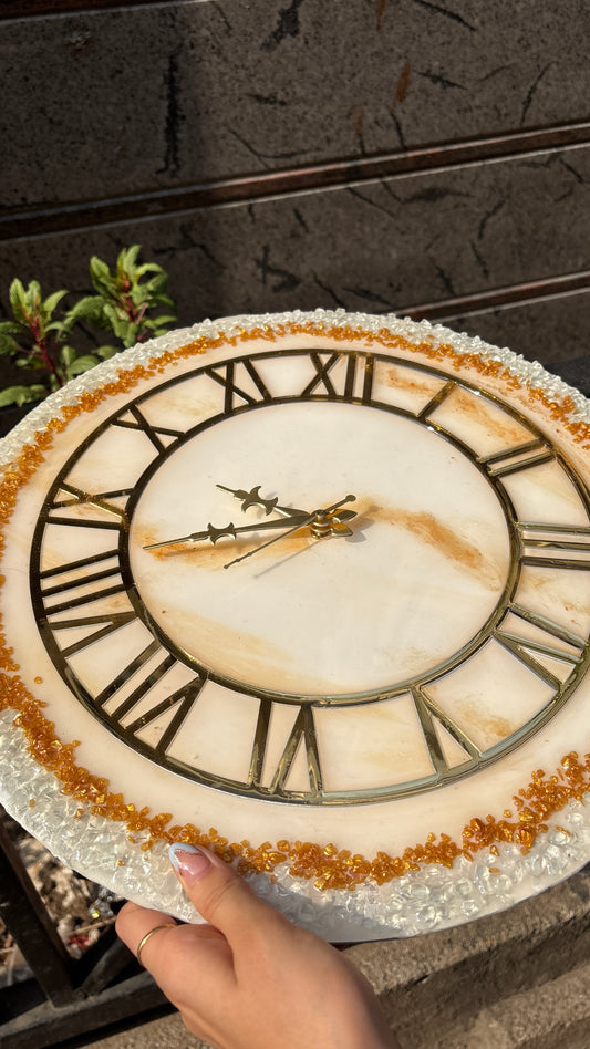 LUXE 16' INCH CRYSTAL MARBLE CLOCK