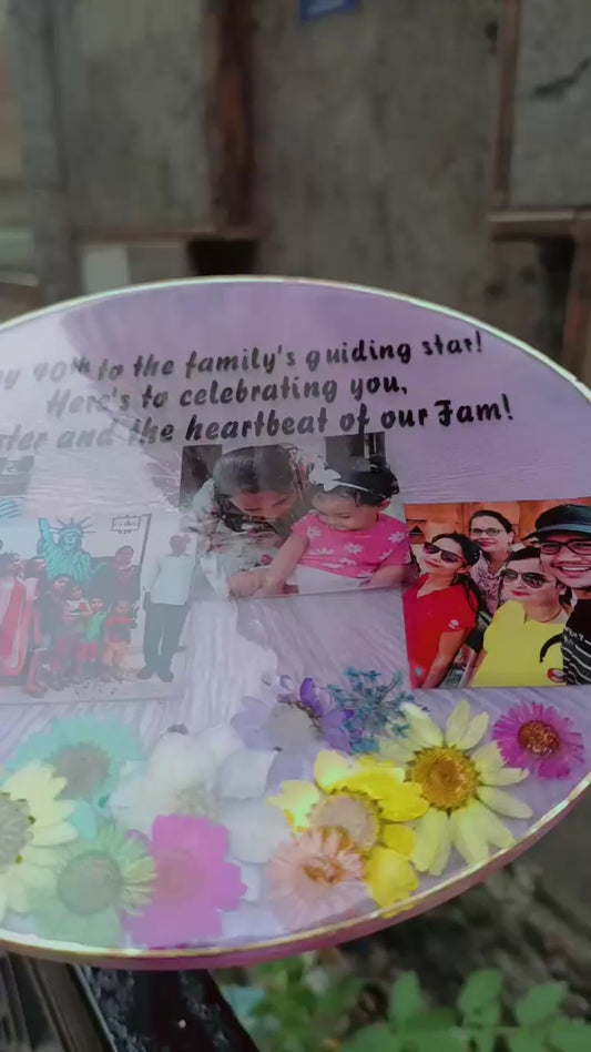 8' INCH COLLAGE RESIN FRAME WITH PRESERVED FLOWERS