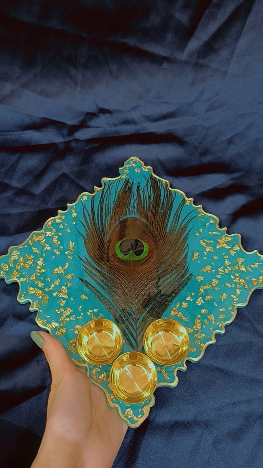 8' -INCH AARTI THALI WITH REAL PEACOCK FEATHER
